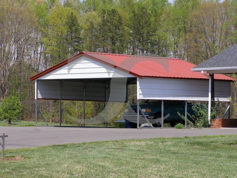 Carport | Vertical Roof | 20W x 21L x 8H | 2 Gables | 2 Panels Carport | Vertical Roof | 20W x 21L x 8H | 2 Gables | 2 Panels