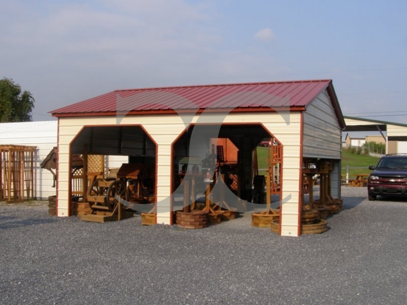 Carport | Vertical Roof | 22W x 26L x 8H | 2 Extended Gables | Side Entry Carport | Vertical Roof | 22W x 26L x 8H | 2 Extended Gables | Side Entry